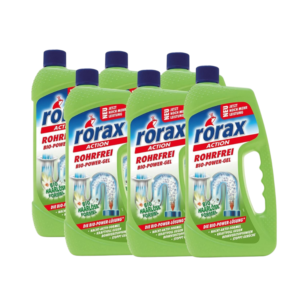 Органический гель Rorax Rohrfrei Power Gel – упаковка из 6 шт. (6 × 1 л)