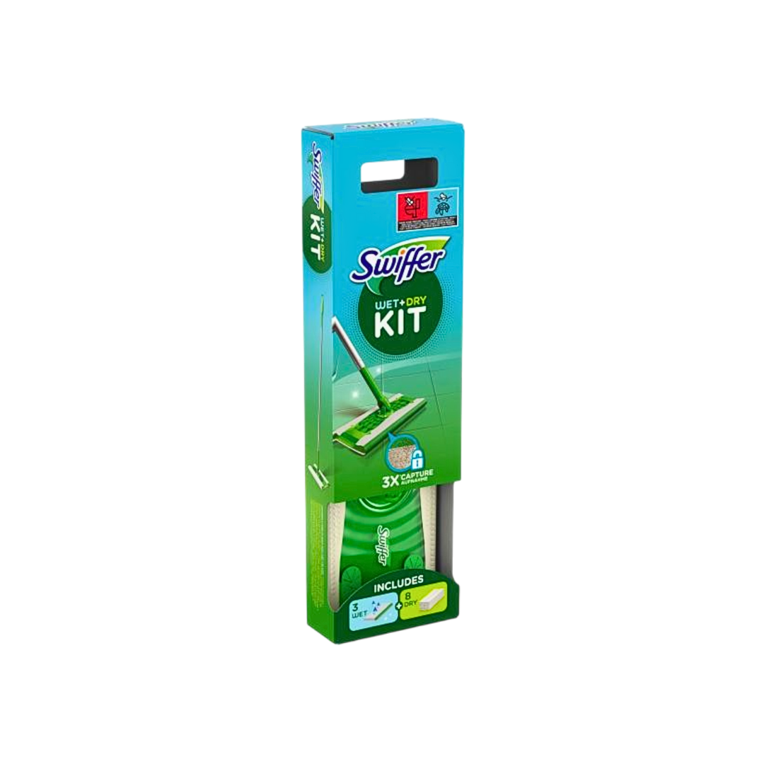 Стартовый набор Swiffer Wet & Dry Mop – Швабра для пола с 8 сухими и 3 влажными салфетками