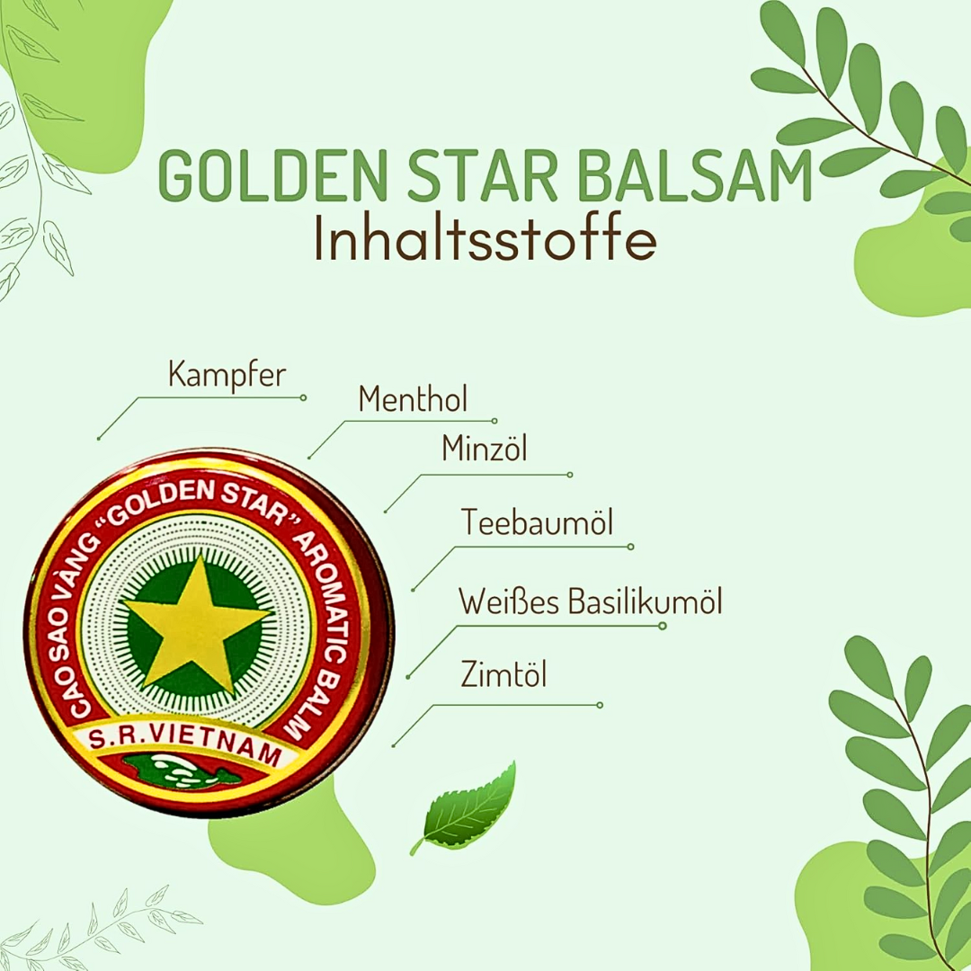 Golden Star Balsam Cao Sao Vàng 4 Dosen à 10 g – Aromatischer Balsam mit ätherischen Ölen