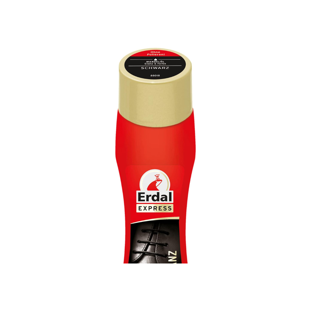 Erdal Express жидкий крем-блеск для обуви с миндальным маслом, чёрный – 1 упаковка по 75 мл