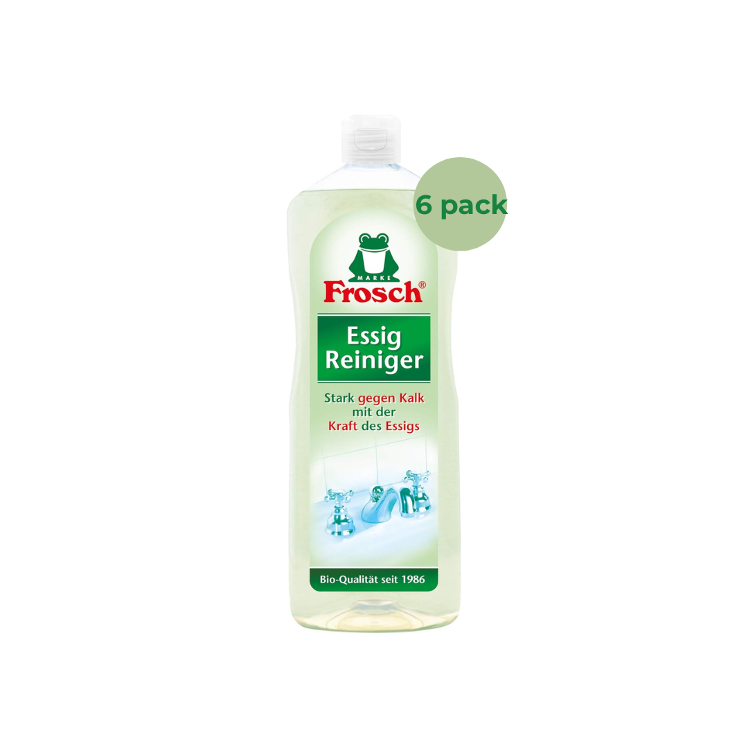 Универсальное чистящее средство Frosch Vinegar для удаления известкового налета и пятен от воды – для кухни, ванной комнаты и туалета – упаковка из 6 штук (6 x 1 л)