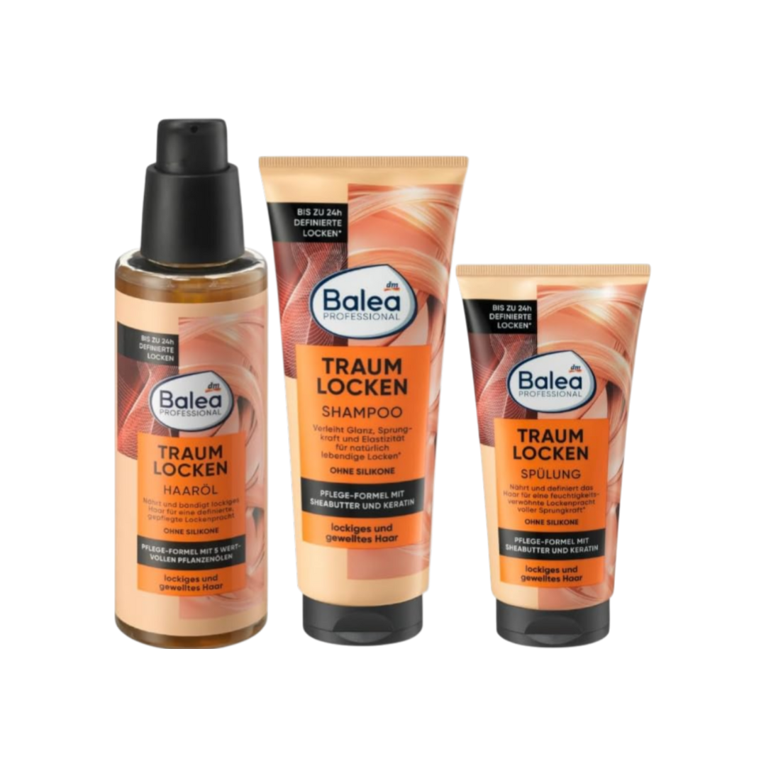 Balea Professional Dream Curls Care Set – Шампунь 250 мл + Кондиционер 200 мл + Масло для волос 100 мл 