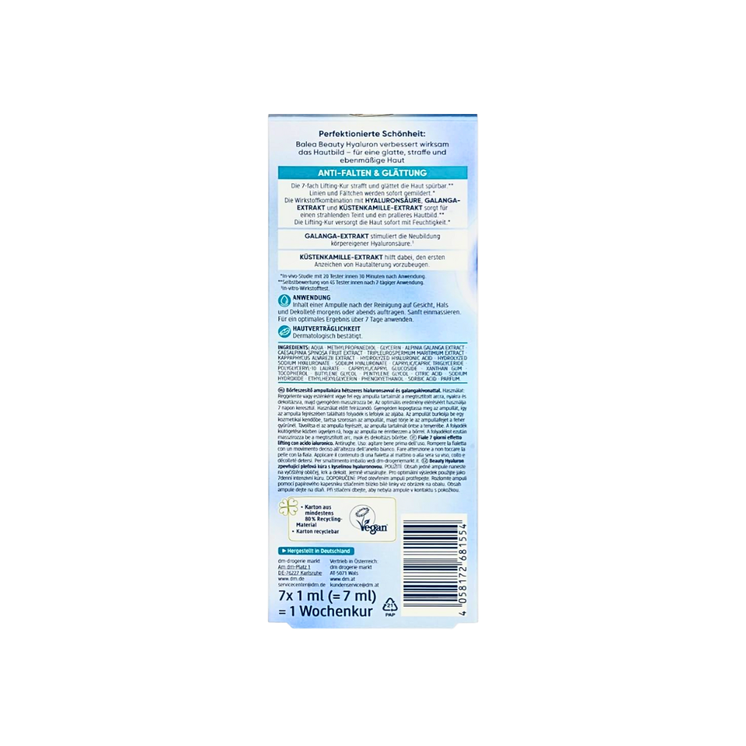Balea Beauty Hyaluron 7-fold lifting treatment – 7 ampoules 