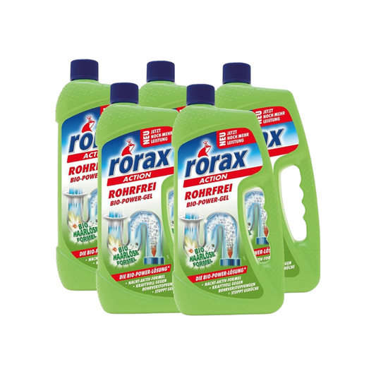Органический гель Rorax Rohrfrei Power Gel – упаковка из 5 шт. (5 × 1 л) 
