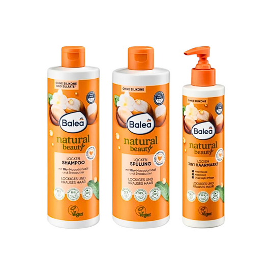 Balea Natural Beauty набор для вьющихся волос – Шампунь 400 мл + Кондиционер 350 мл + Маска 3-в-1 250 мл 