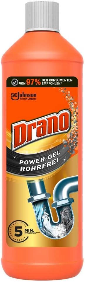 Drano Power Gel Rohrfrei Abflussreiniger, Rohrreiniger, für Küche & Bad, entfernt Verstopfungen, 1er Pack (1 x 1000 ml)