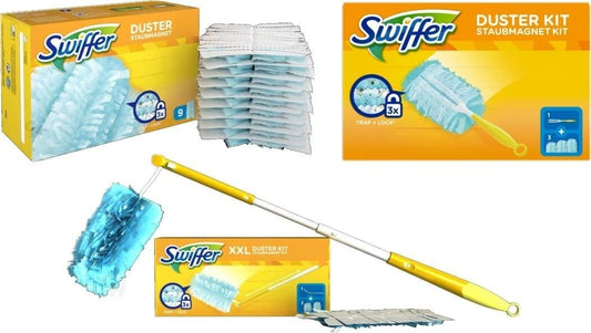 Set Swiffer Staubmagnet XXL Teleskopgriff + 1 Handgriff + 14 Tücher