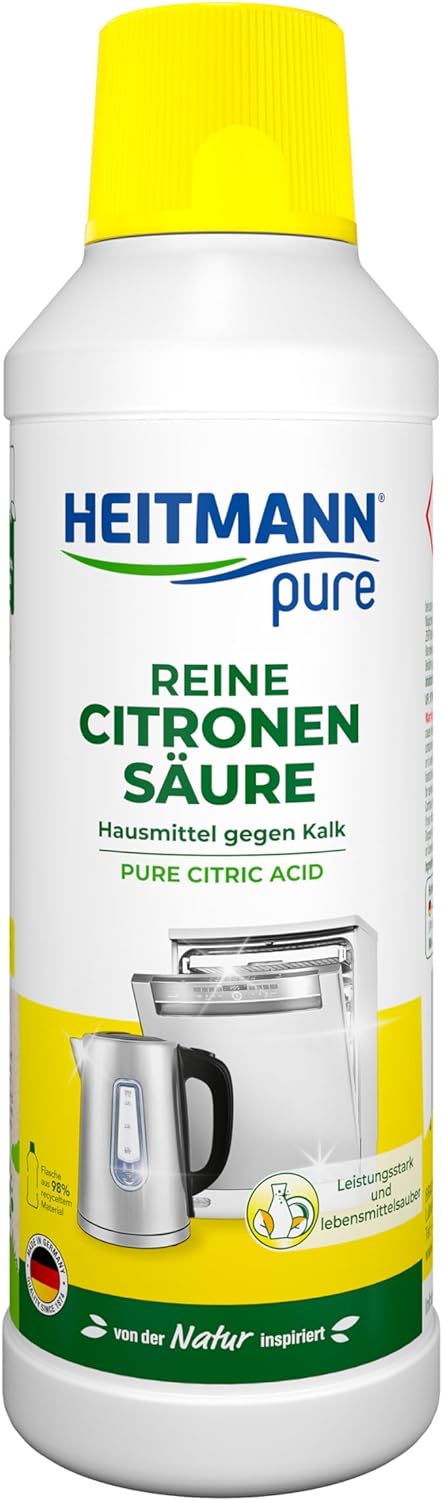HEITMANN pure Reine Citronensäure: Ökologischer Bio-Entkalker, Reinigung für Küche & Bad, flüssig, 1x 500 ml
