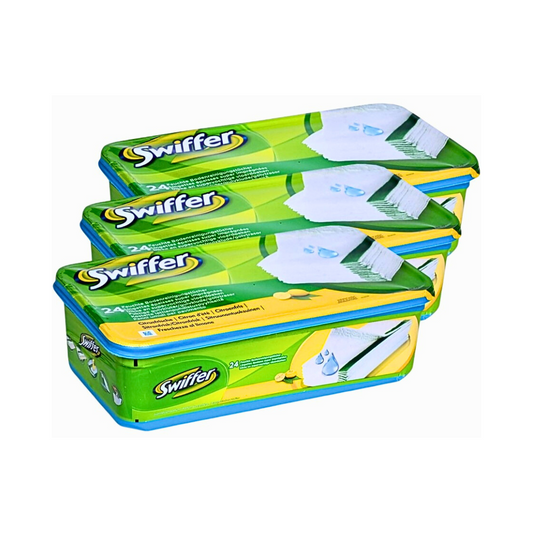 Сменная упаковка влажных салфеток Swiffer - 3 упаковки по 24 салфетки 